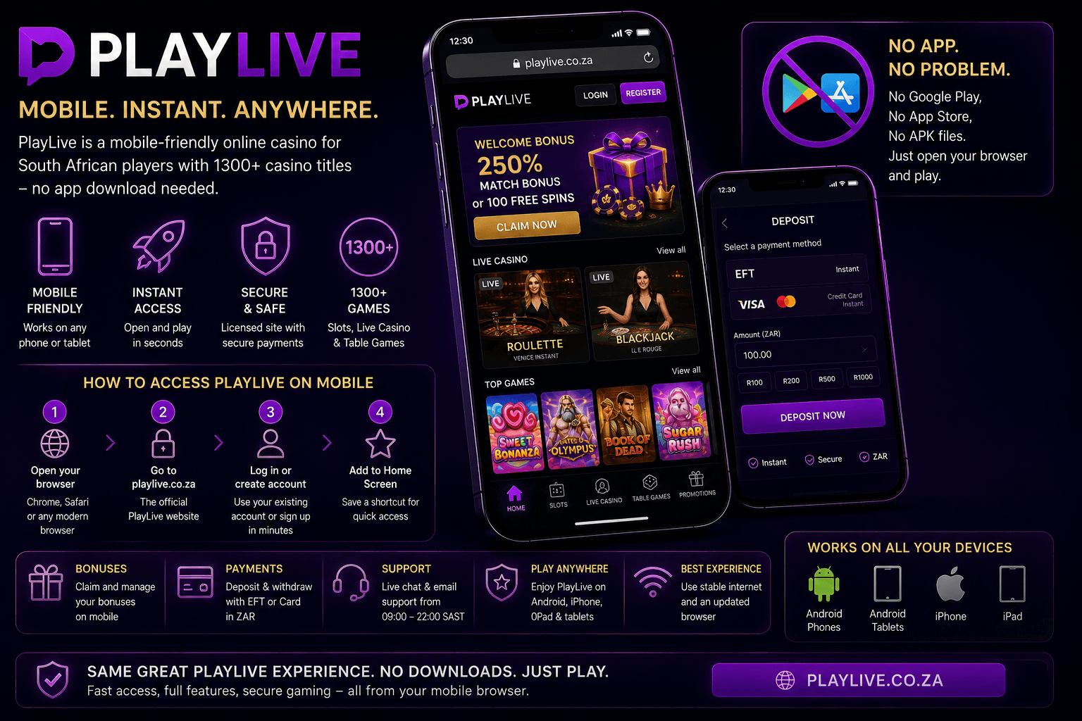 Android Browser Access for PlayLive